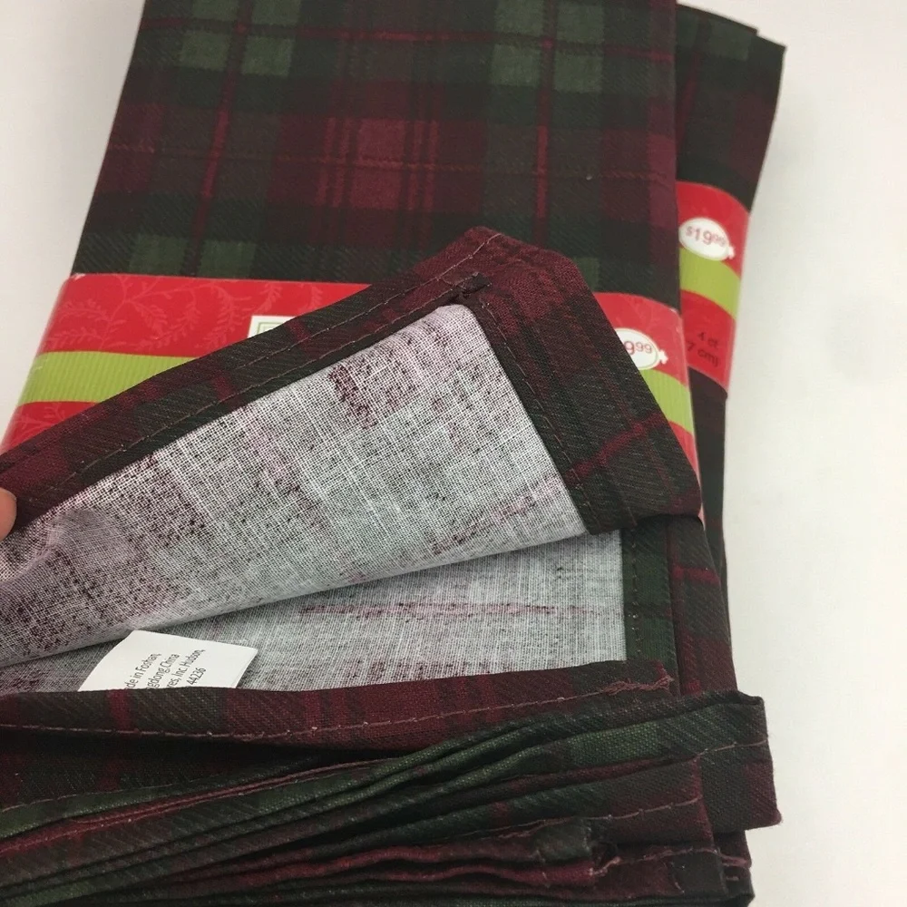 16 Plaid Red Green Holiday‎ Xmas Fabric Napkins